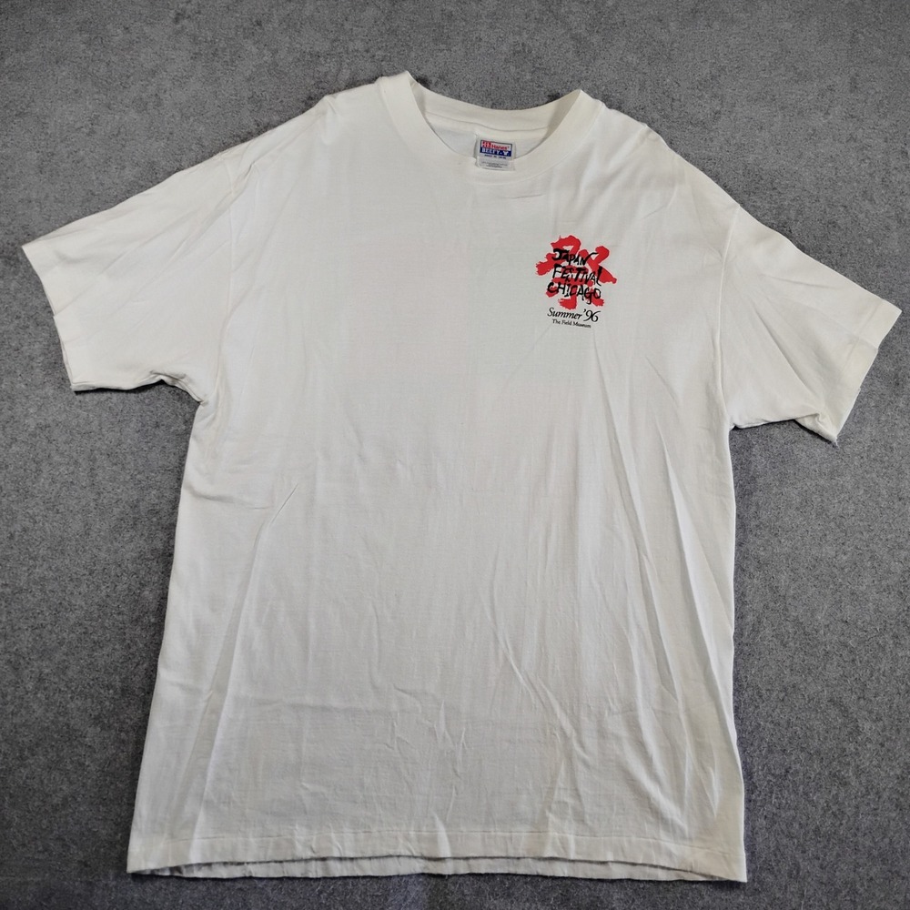 Hanes Beefy-T Vintage 90s Japan Festival Chicago T-Shirt Mens XL White Graphic